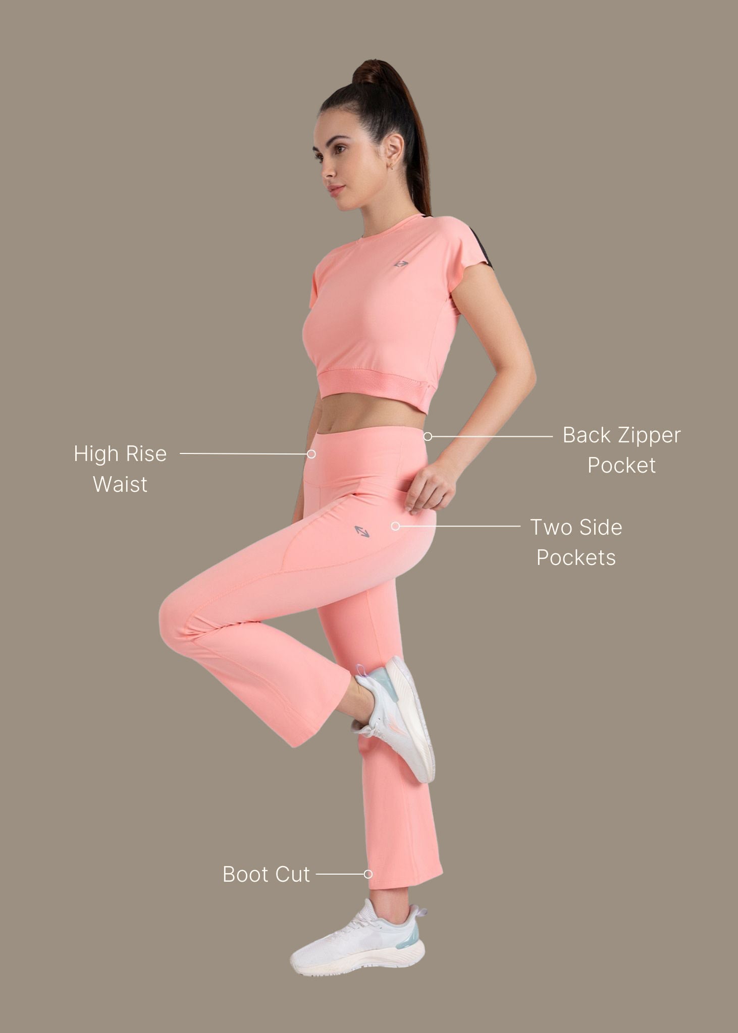 StrchFlex High rise Flare Leggings - Peach