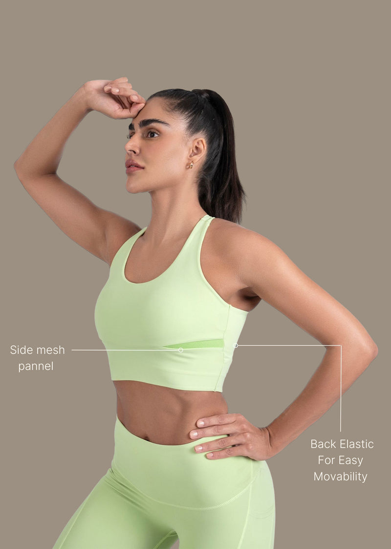 High Support Cross back sports bra - Mint Green