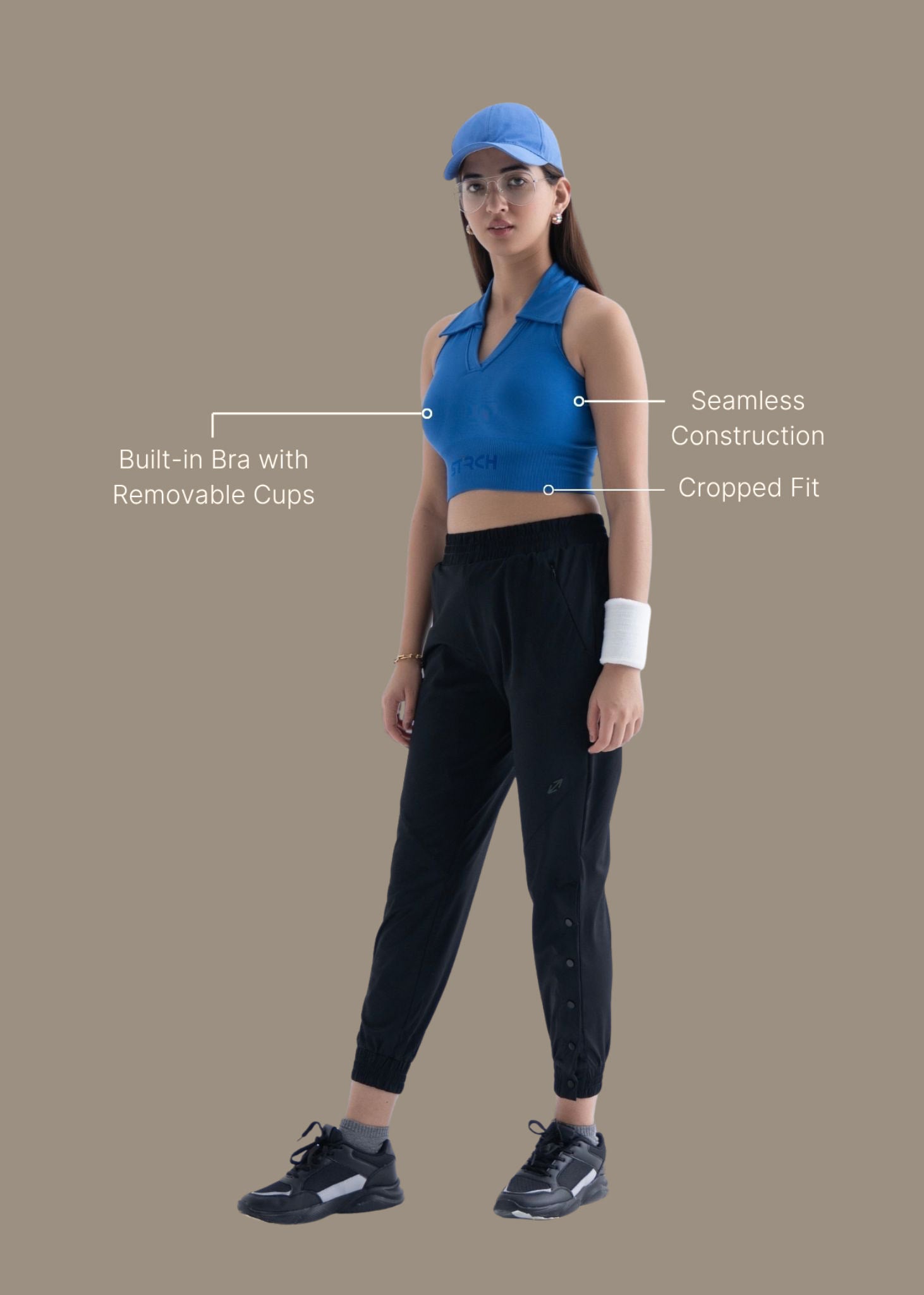 Seamless Polo Crop Tee - Majestic Blue