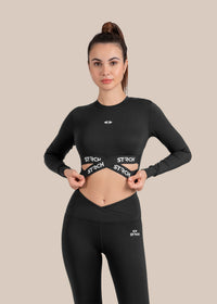 StrchFlex Sculpted Training Crop Top - Black - 1