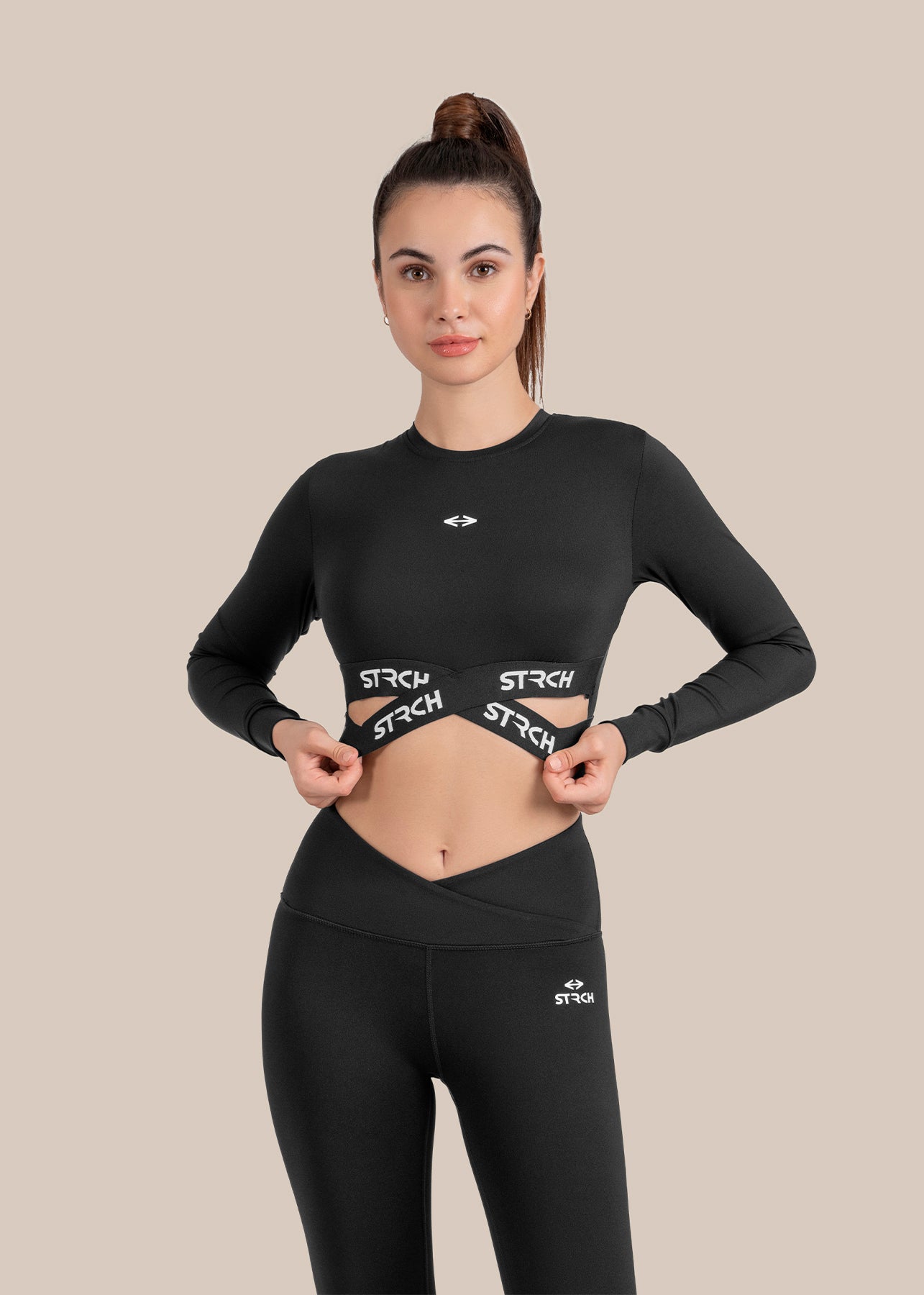 StrchFlex Sculpted Training Crop Top - Black