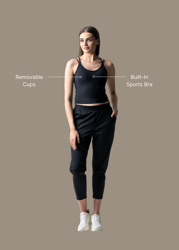Women Criss Cross Bra Tank - Black - 3