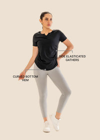 V Neck Active Tee - Black - 3