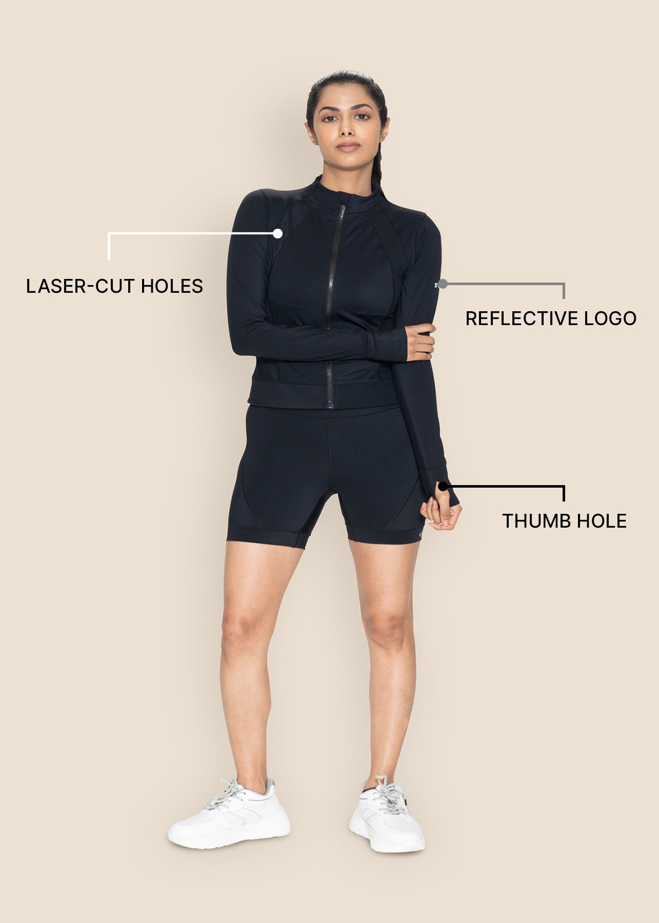 Women Sleek Zip Jacket - Black - 3