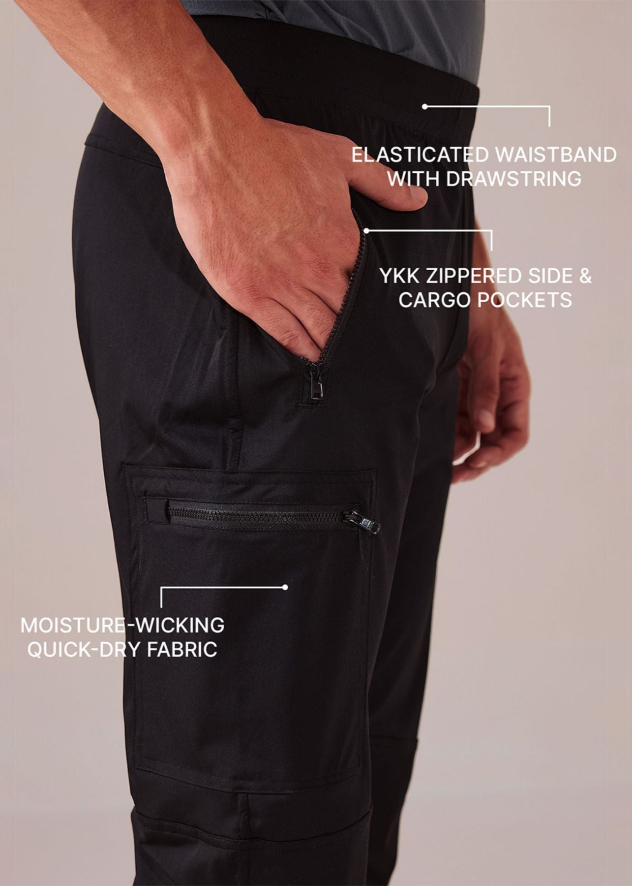 Men Cargo Gym Joggers - Black - 3