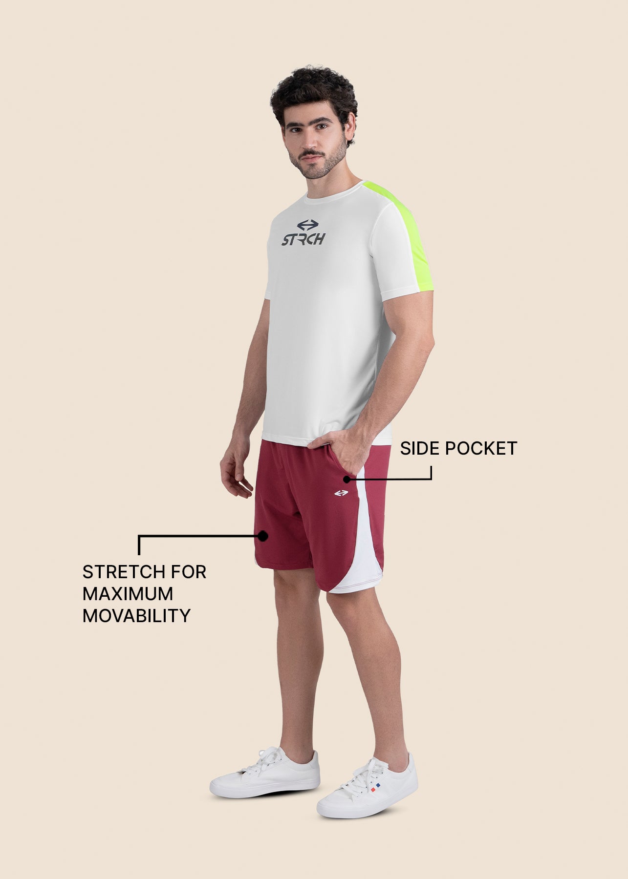 Men Zippered Gym Shorts - Maroon - 3