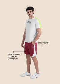 Men Zippered Gym Shorts - Maroon - 3