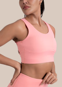 High Impact full coverage sports bra - Peach - 4