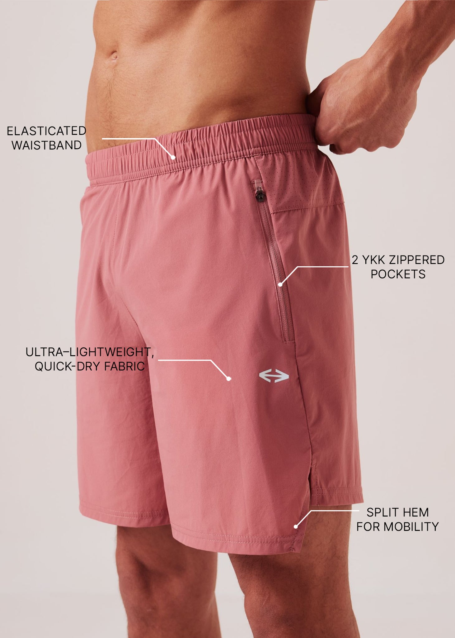 Men Quick Dry Training Shorts - Dusty Rose - 3