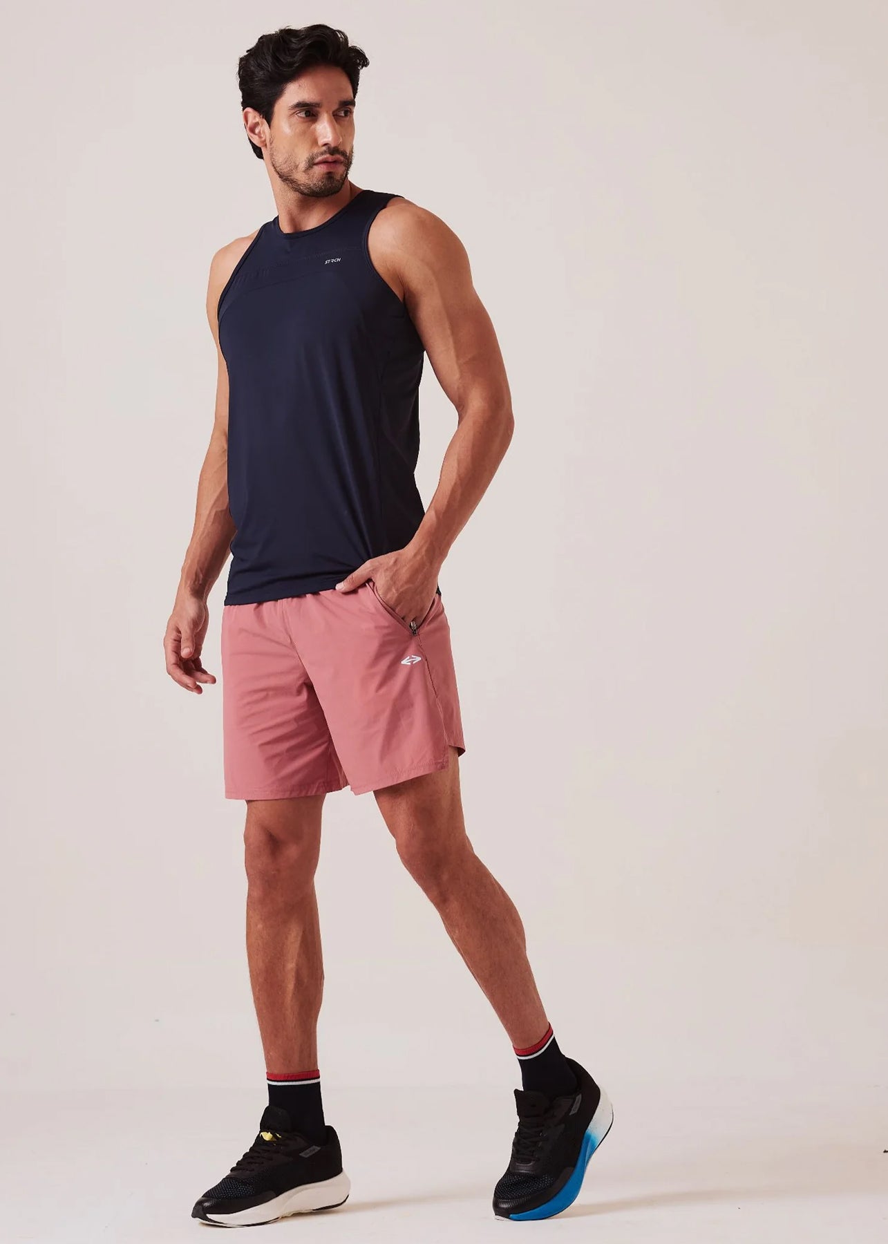 Men Quick Dry Training Shorts - Dusty Rose - 4