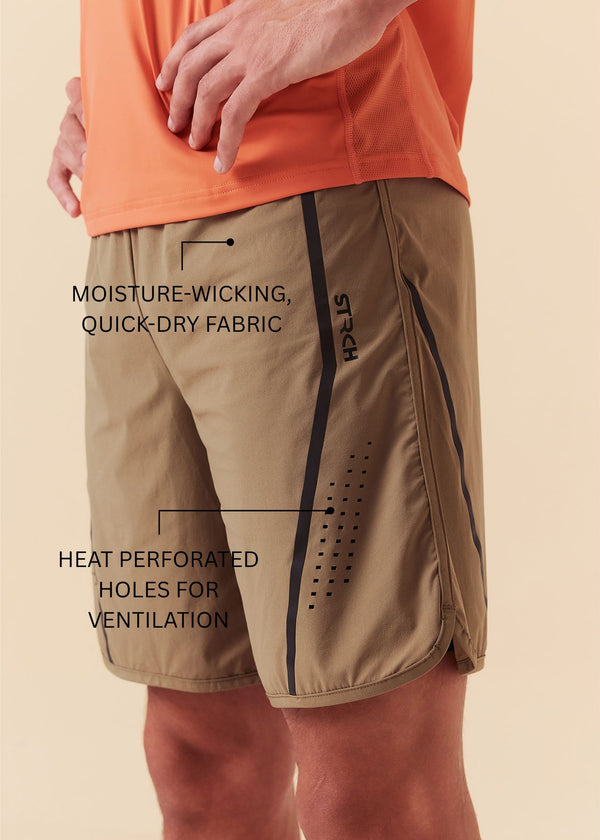 Men Breathable Active Shorts - Khaki - 3