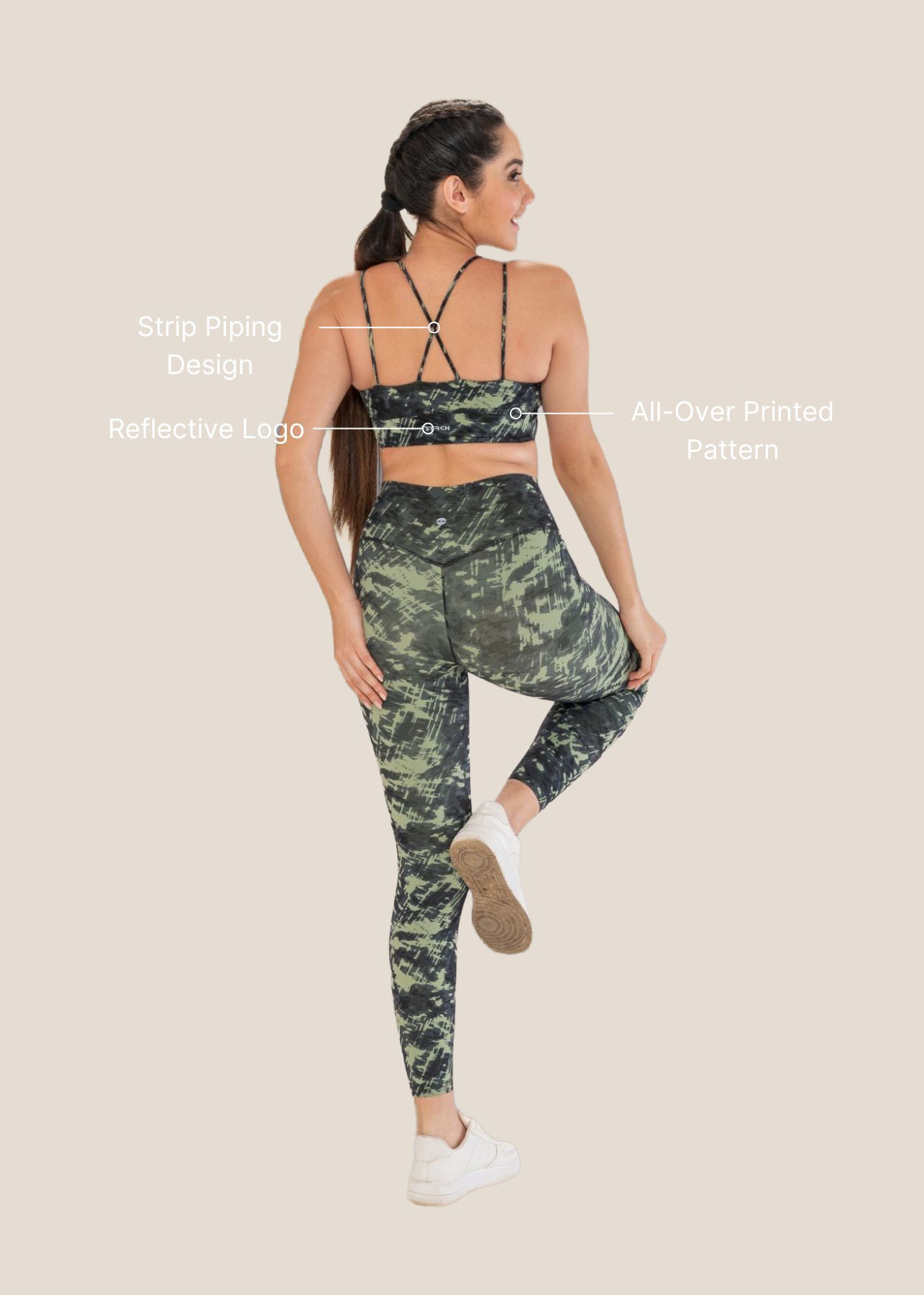 Low Impact Printed Sports Bra - Dusty Green - 3