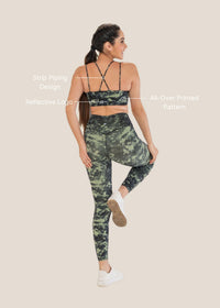 Low Impact Printed Sports Bra - Dusty Green - 3