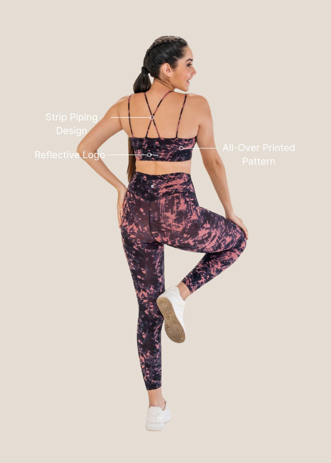 Low Impact Printed Sports Bra - Delicate Pink