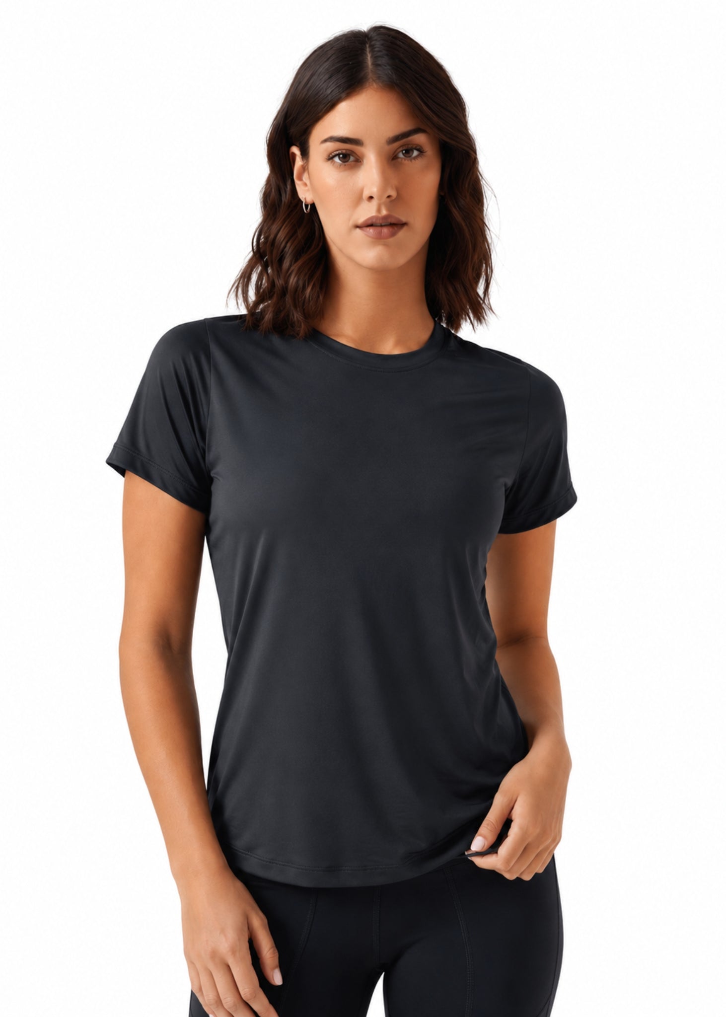 Women Mesh-Panel Ventilated Tee - Regular Fit - Black