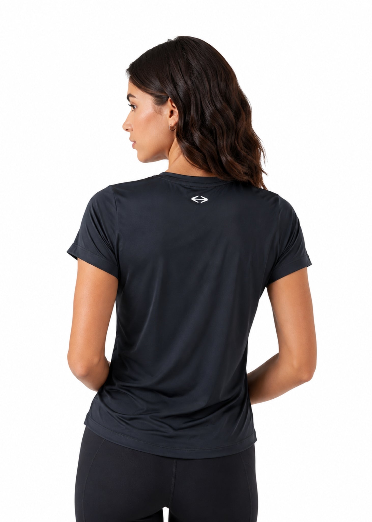 Women Mesh-Panel Ventilated Tee - Regular Fit - Black