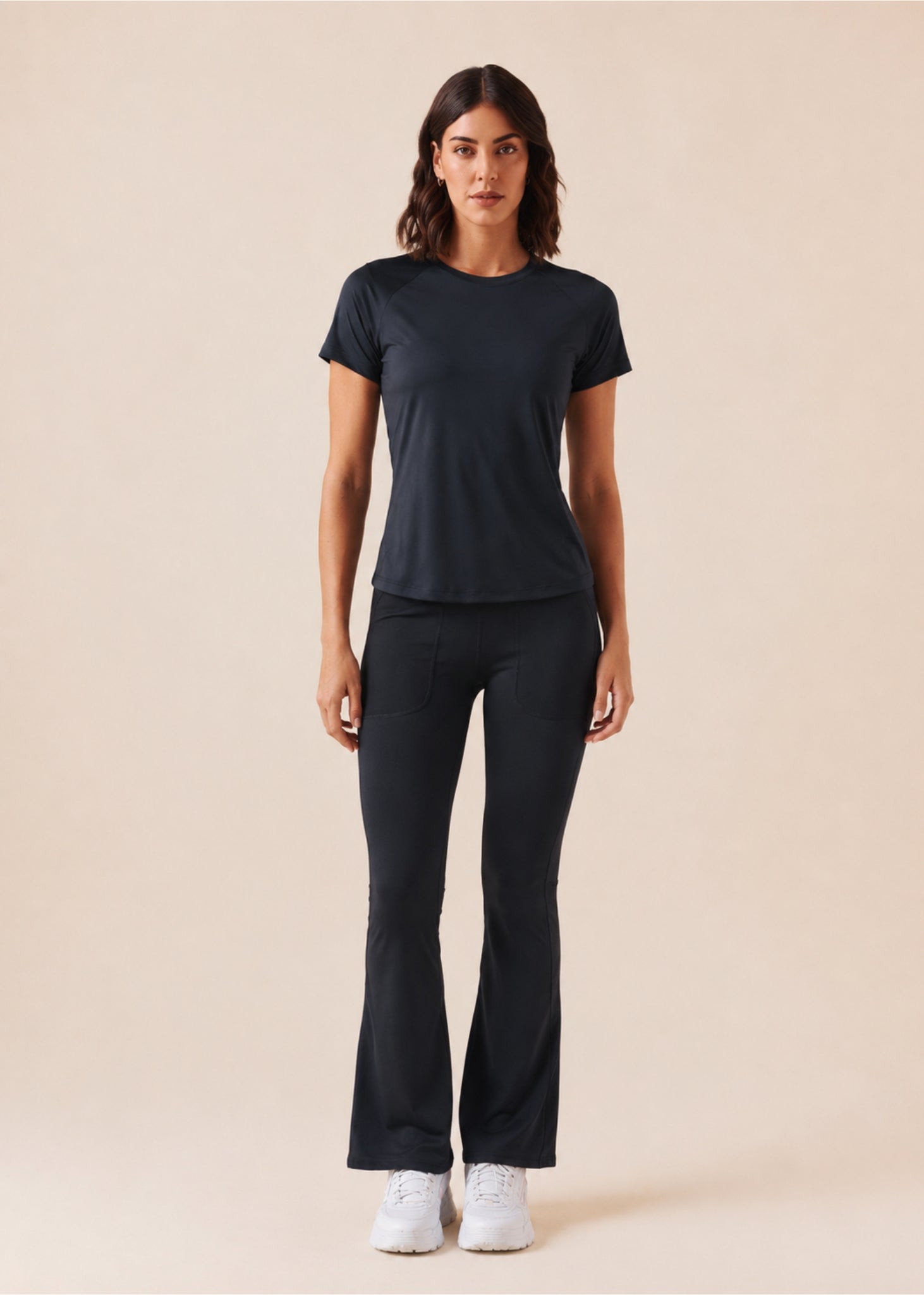 Women Mesh-Panel Ventilated Tee - Regular Fit - Black