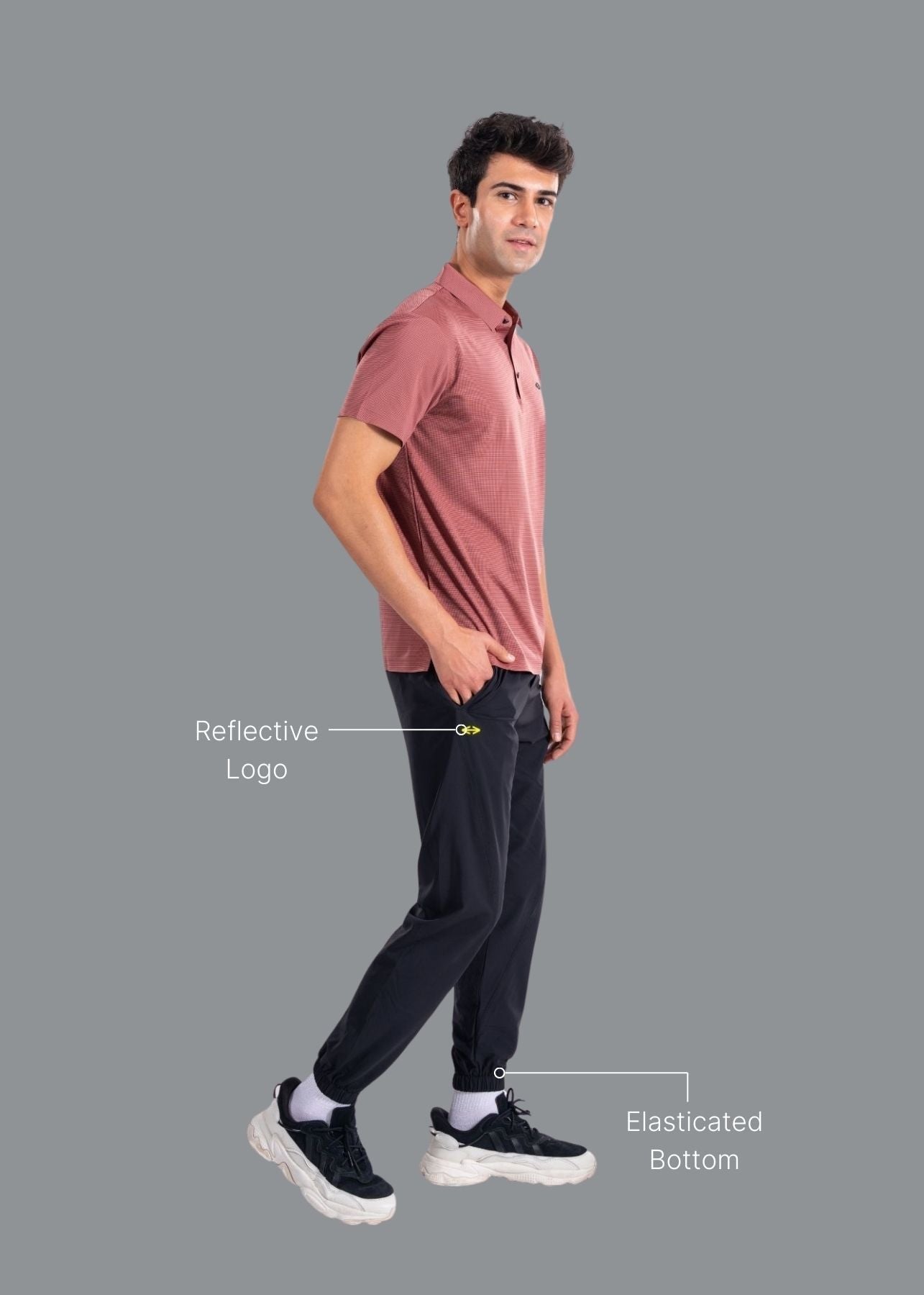 Men Performance Joggers Elastic Bottom Black - 2