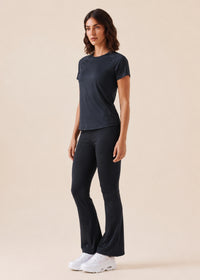 Women Mesh-Panel Ventilated Tee - Regular Fit - Black