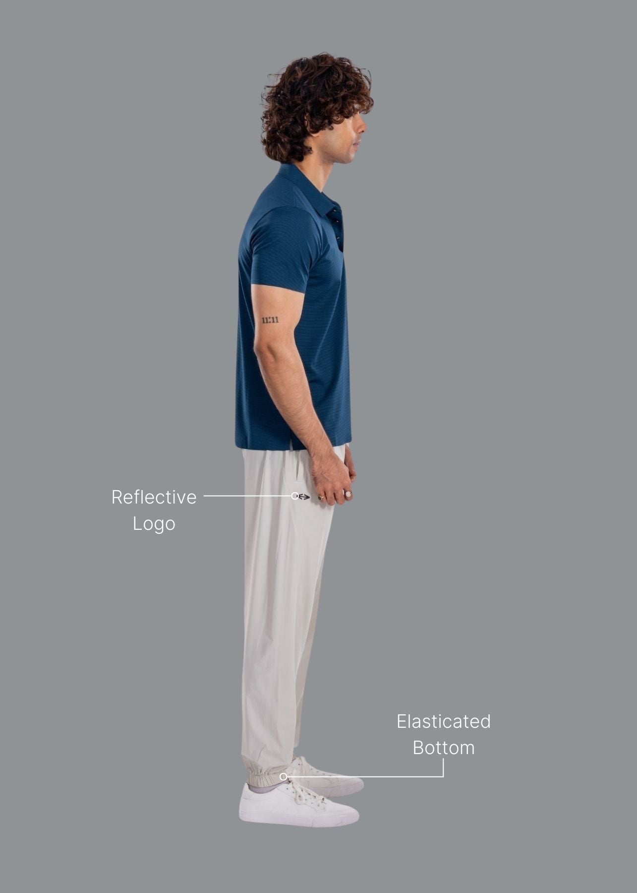 Men Performance Joggers Elastic Bottom White - 2