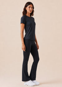 Women Mesh-Panel Ventilated Tee - Regular Fit - Black