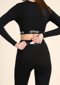Criss-cross wasitband Leggings - Black - 5