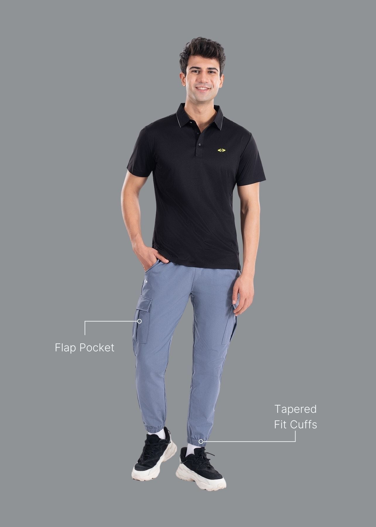 Men Utility Cargo Fit Pants Slate Blue - 2