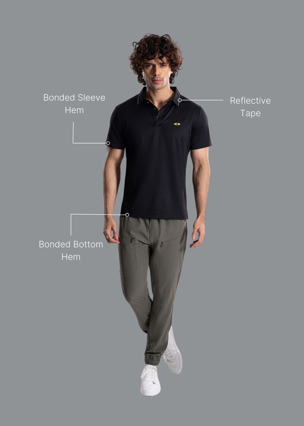 Men Slim Fit Bonded Polo Tshirt Black - 2
