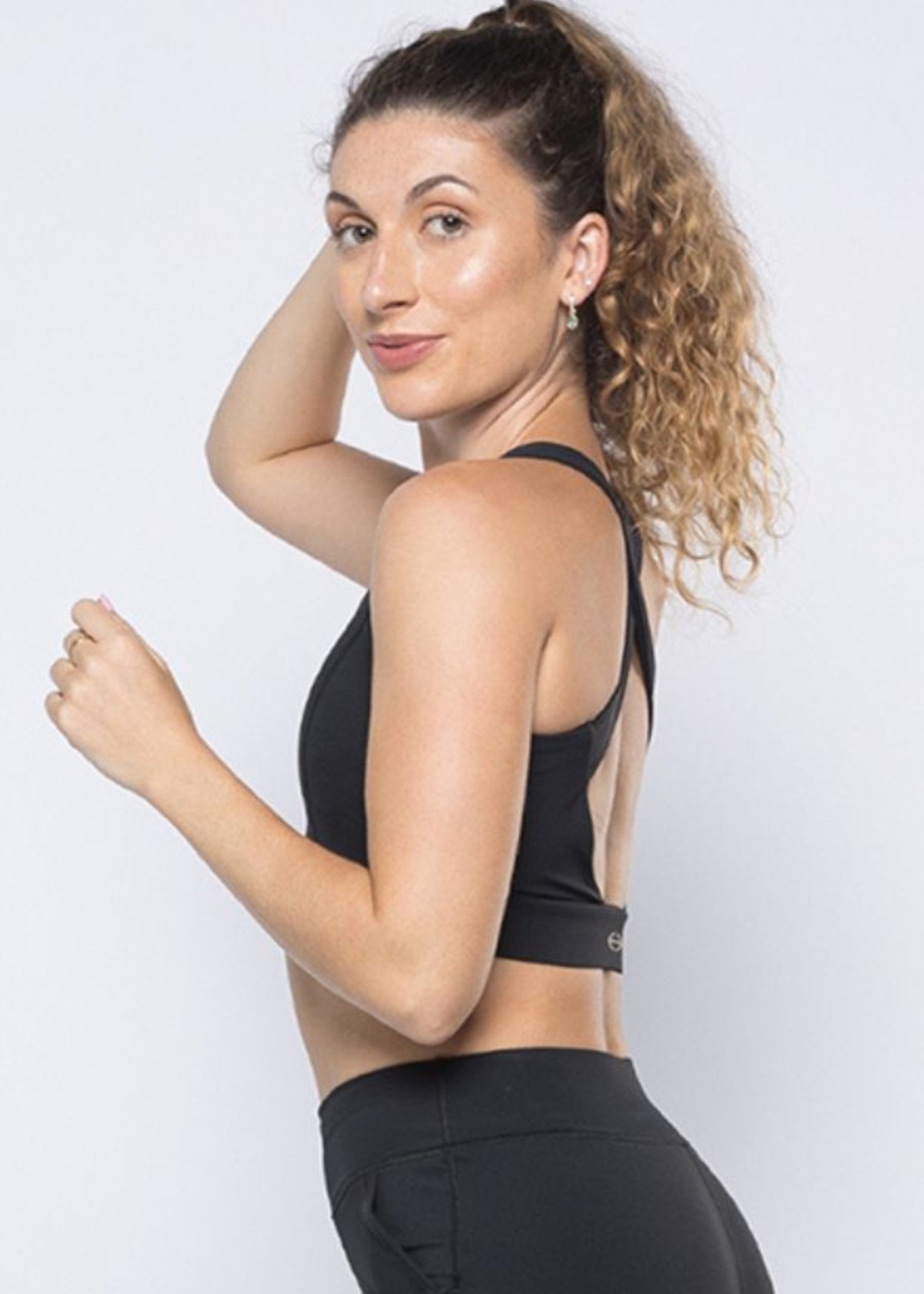 Cross Back Active Bra - Black