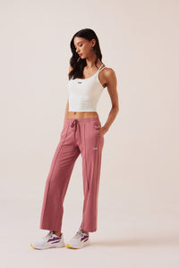 Women High Waist Flare Pants - Rose Pink - 4