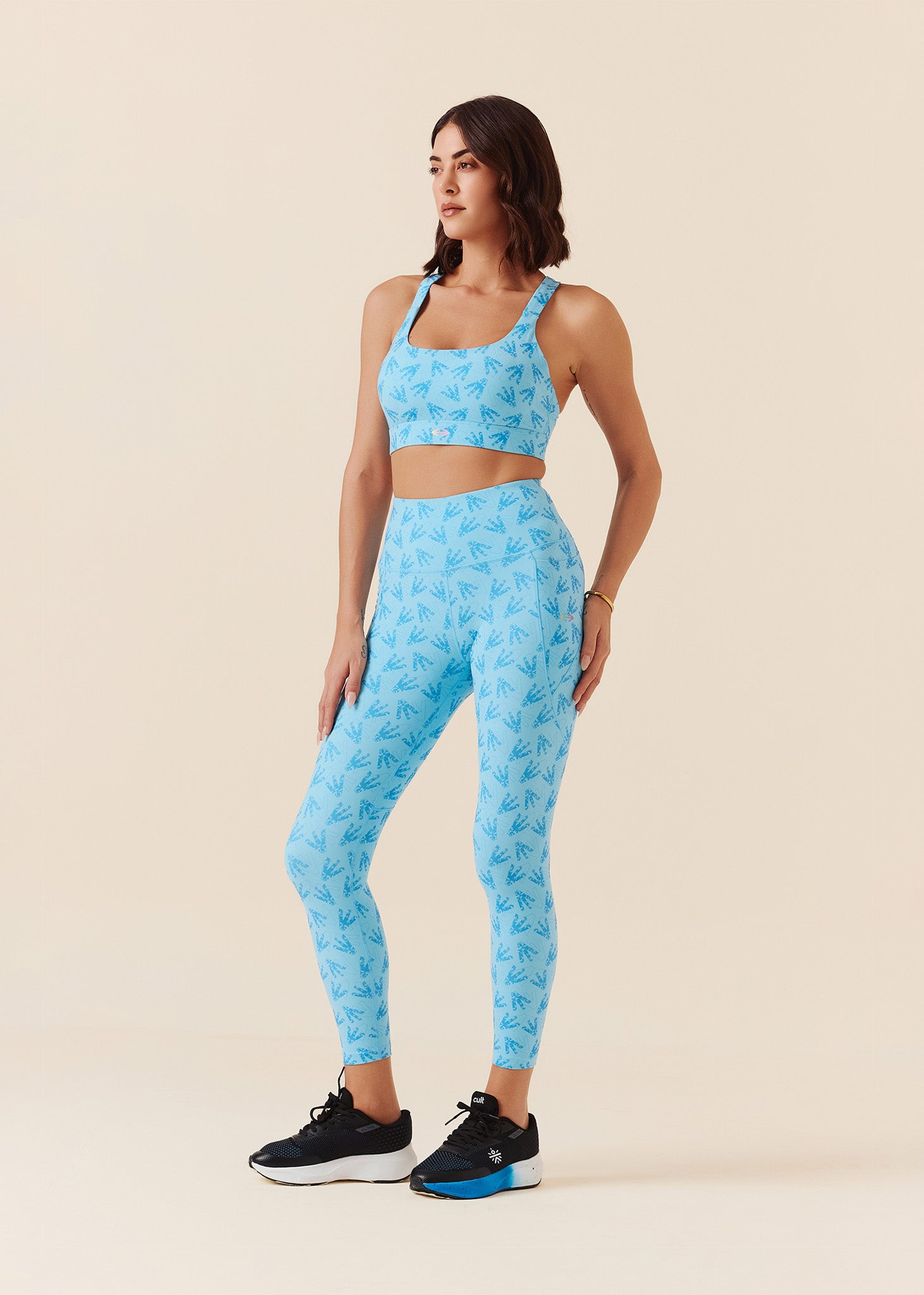 Printed Workout Leggings - Milky Blue