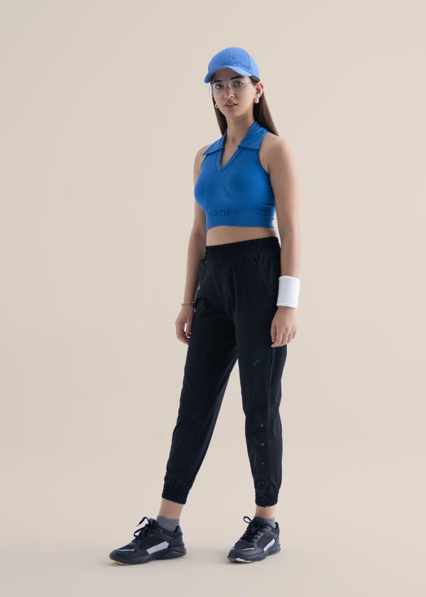 Seamless Polo Crop Tee - Majestic Blue - 2