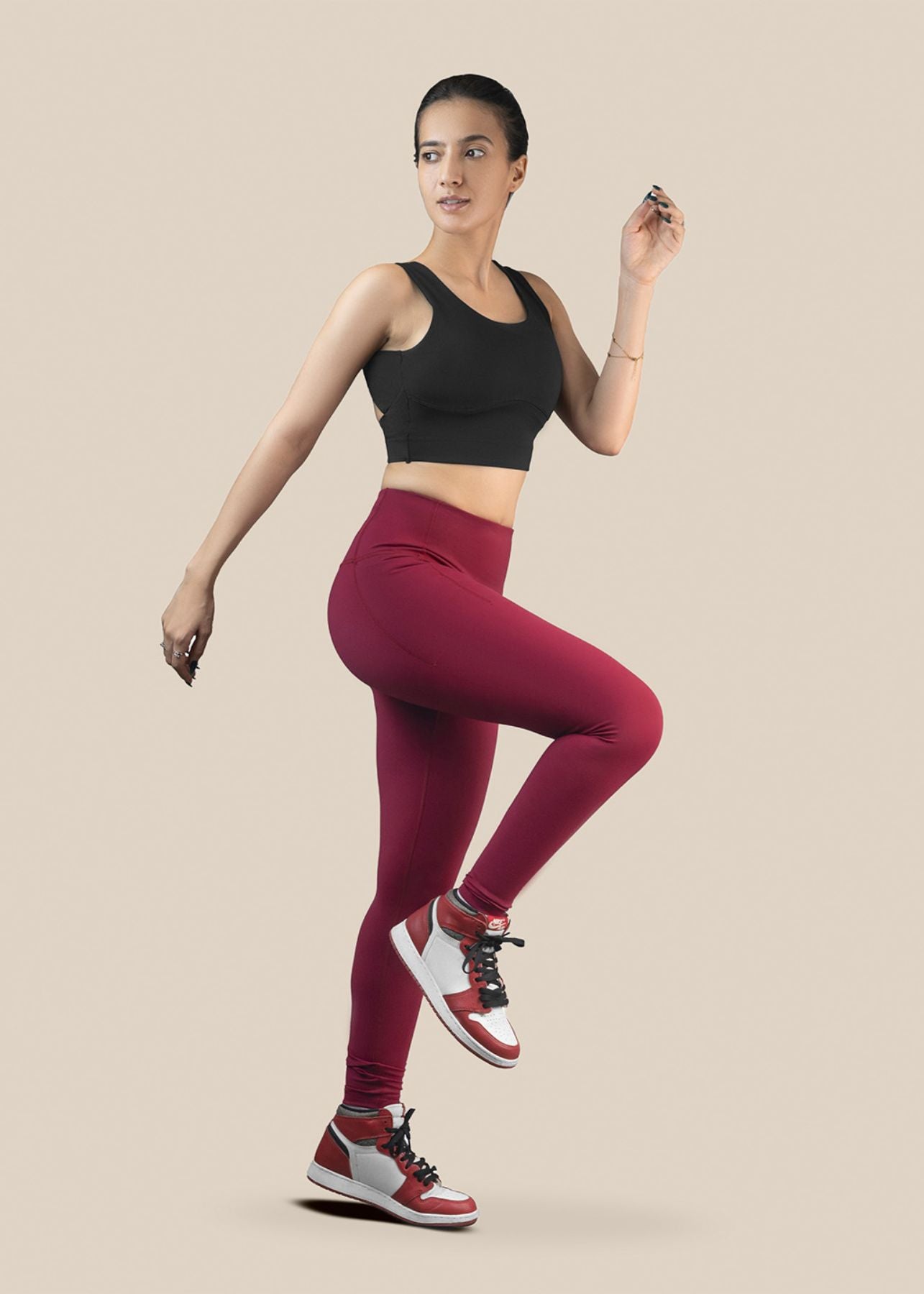 Gym to Yoga Leggings - Maroon