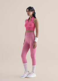 Seamless Polo Crop Tee - Flare Pink - 5