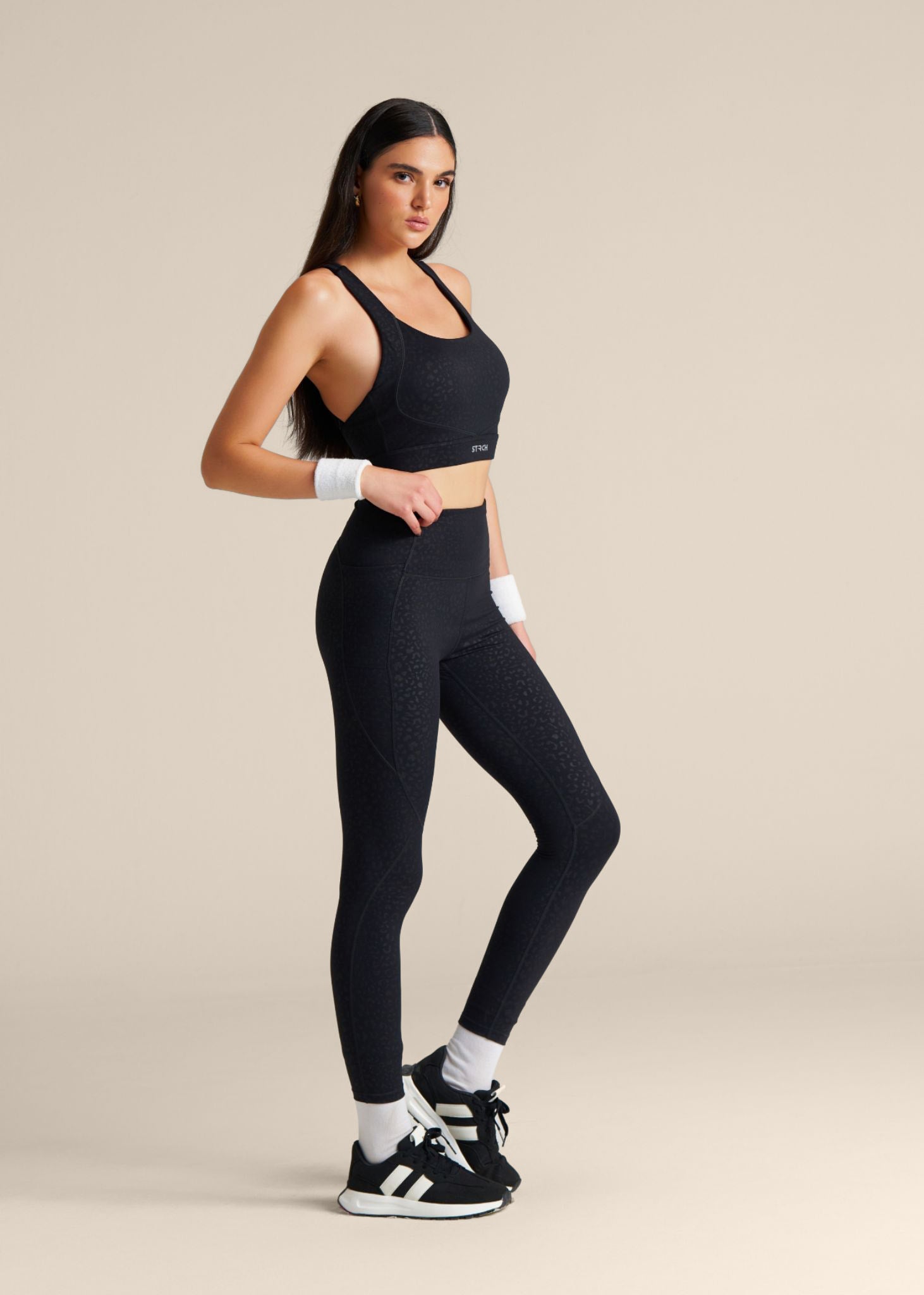 Leopard Embossed Leggings - Black