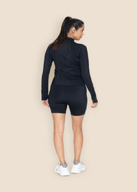 Women Sleek Zip Jacket - Black - 4