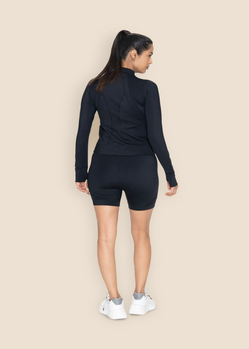 Women Sleek Zip Jacket - Black