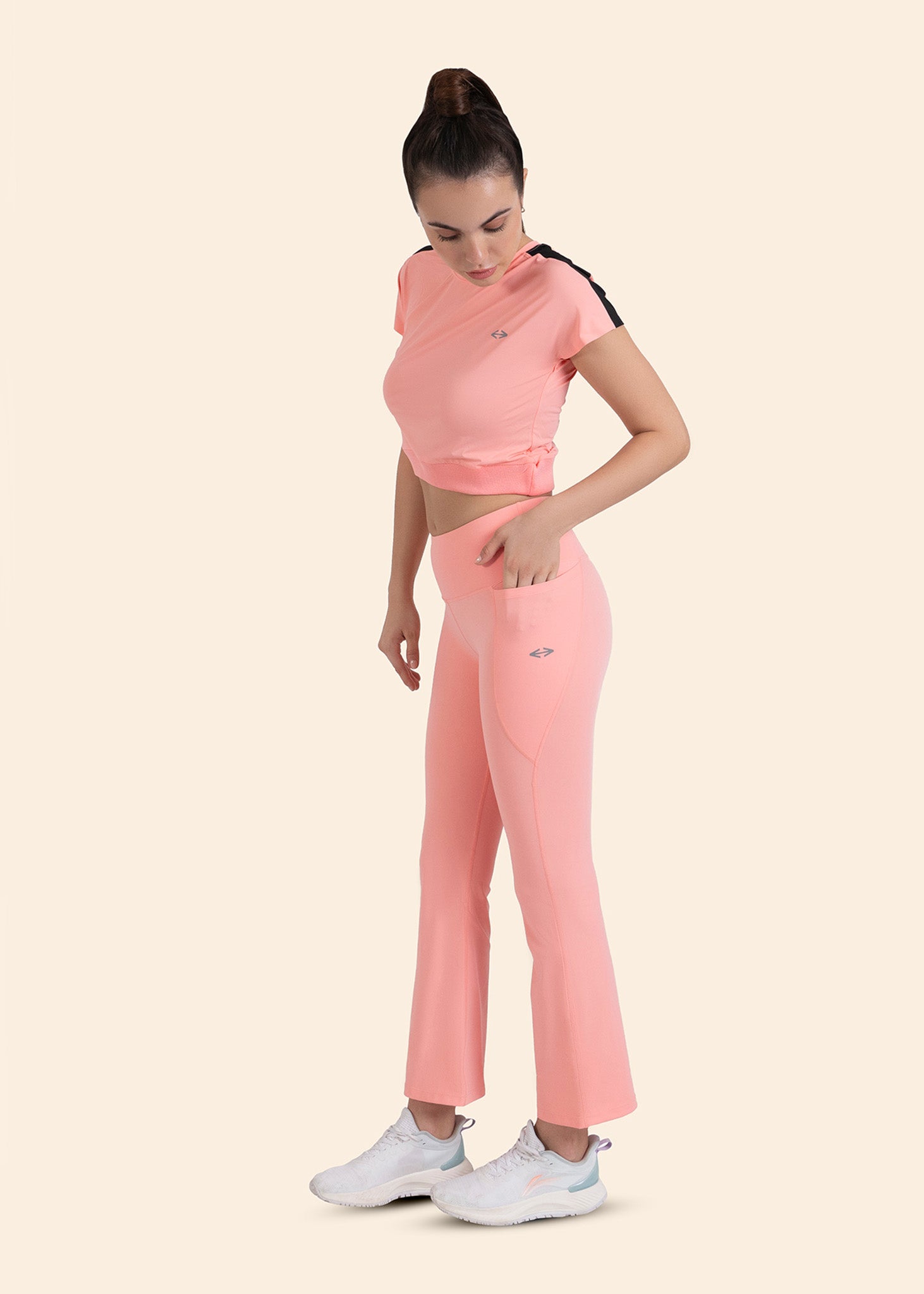StrchFlex High rise Flare Leggings - Peach