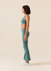 Women Pocket Flare Leggings - Vine Green - 4