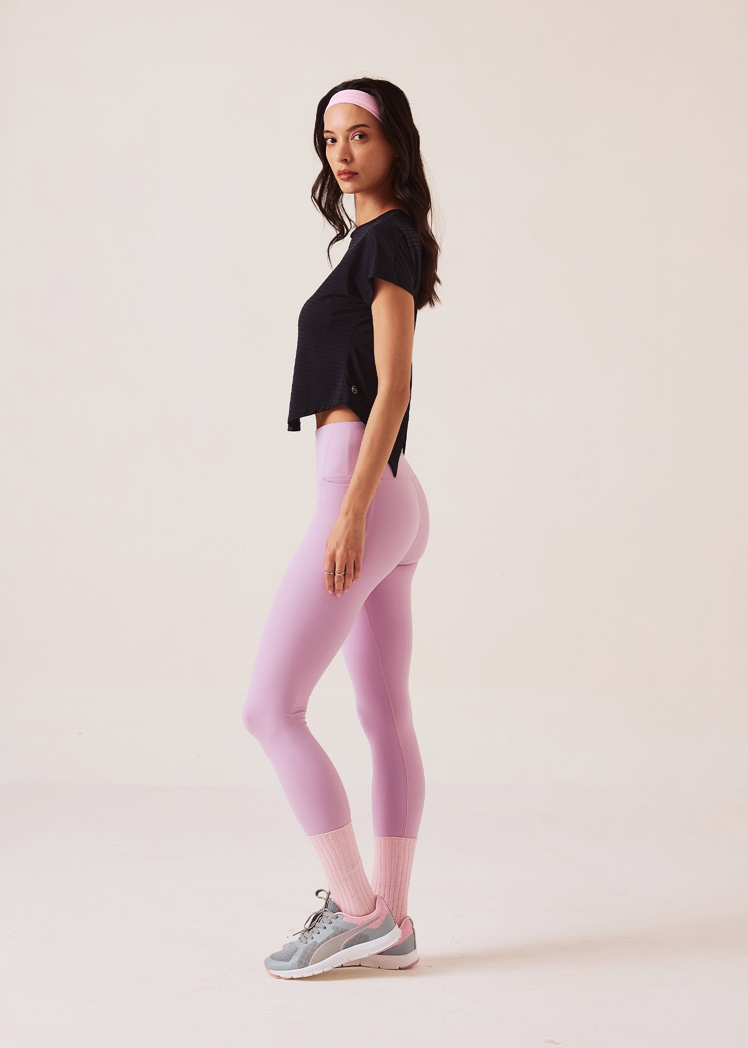 Women V-Back Tie Top & Training Pants Co-ord Set - Jet Black