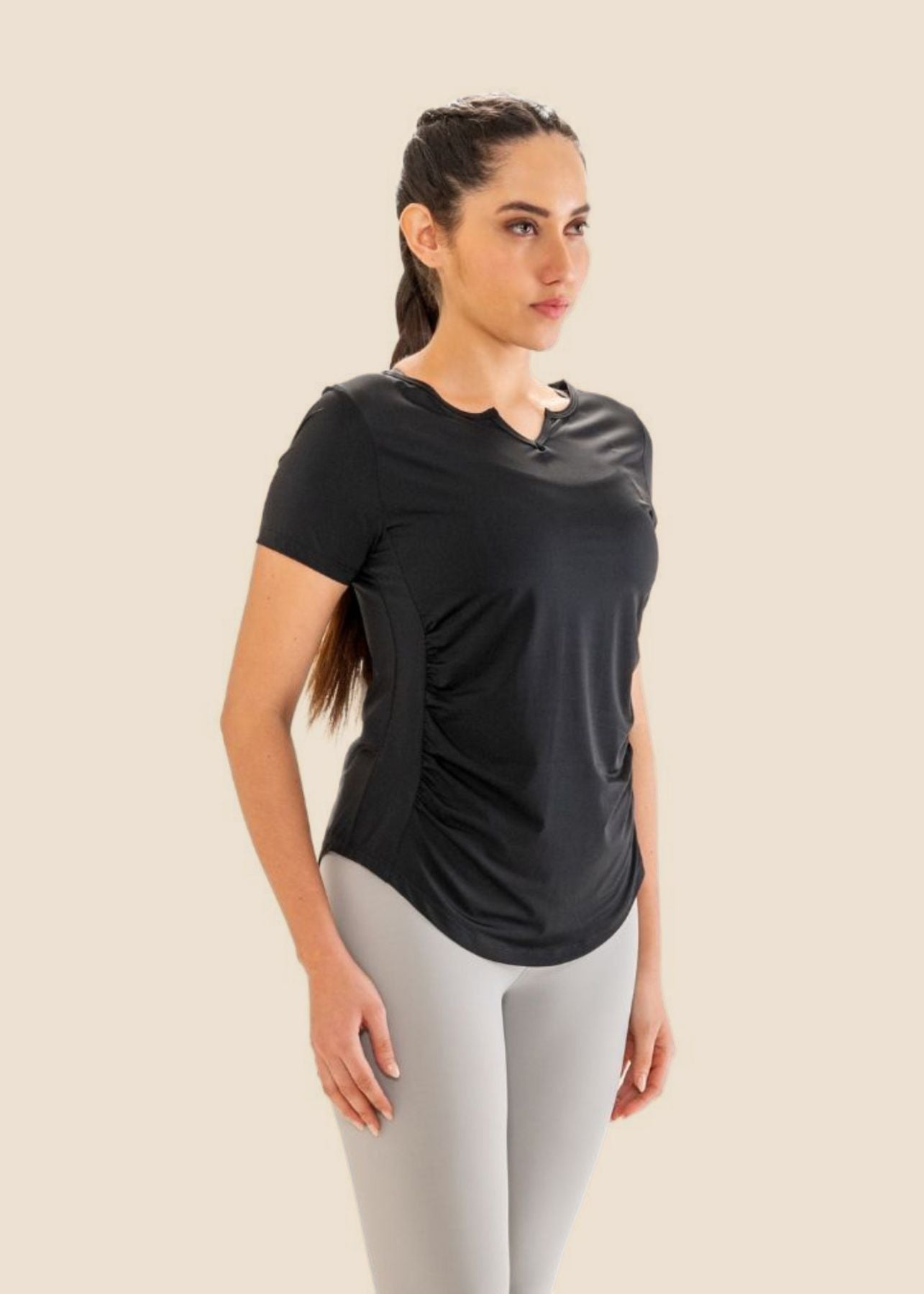 V Neck Active Tee - Black