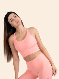 High Support Cross back sports bra - Peach - 4