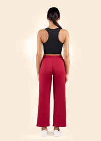 Women High Waist Flare Pants - Maroon - 6