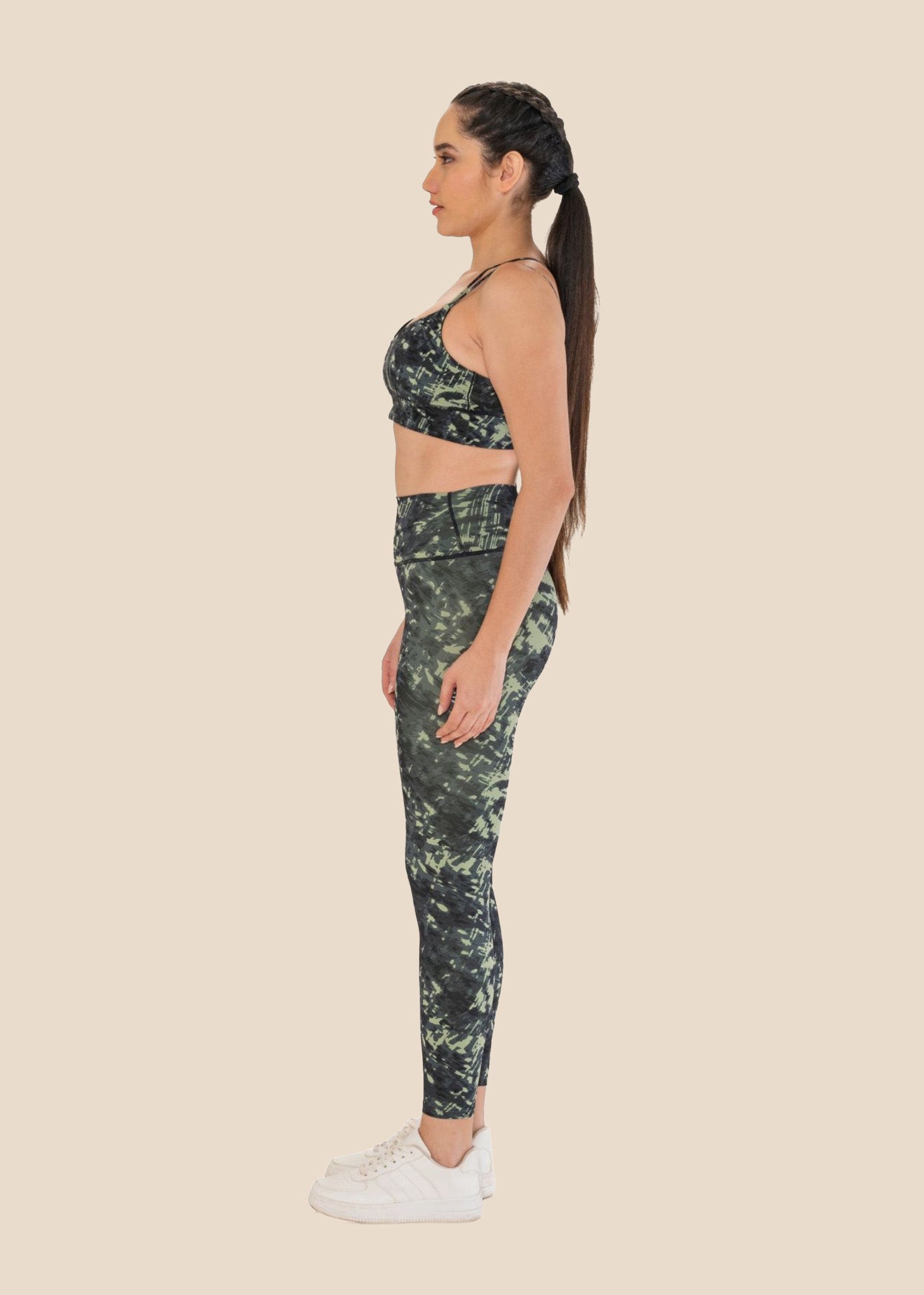 Workout Essential Printed Leggings - Dusty Green - 4