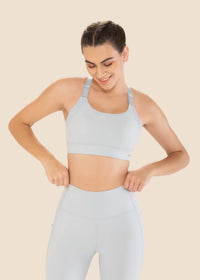 Women Adjustable Strap Gym Bra - Powder Blue - 4
