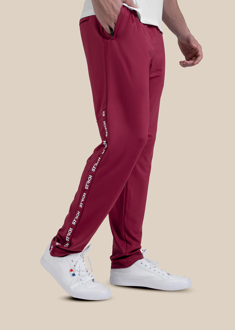 Men Straight Fit Track Pants - Maroon