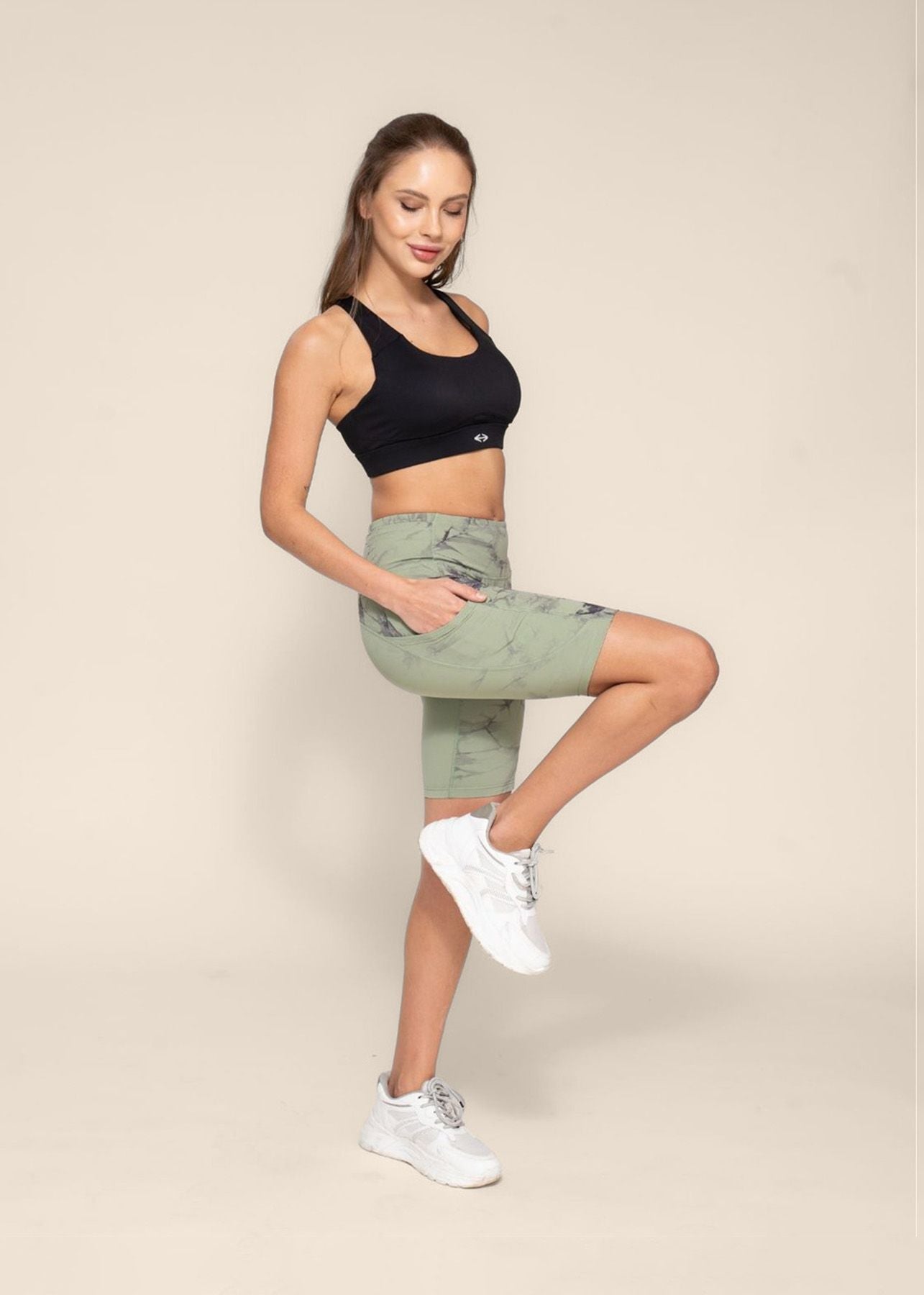 Women Tie Dye Tights - Green