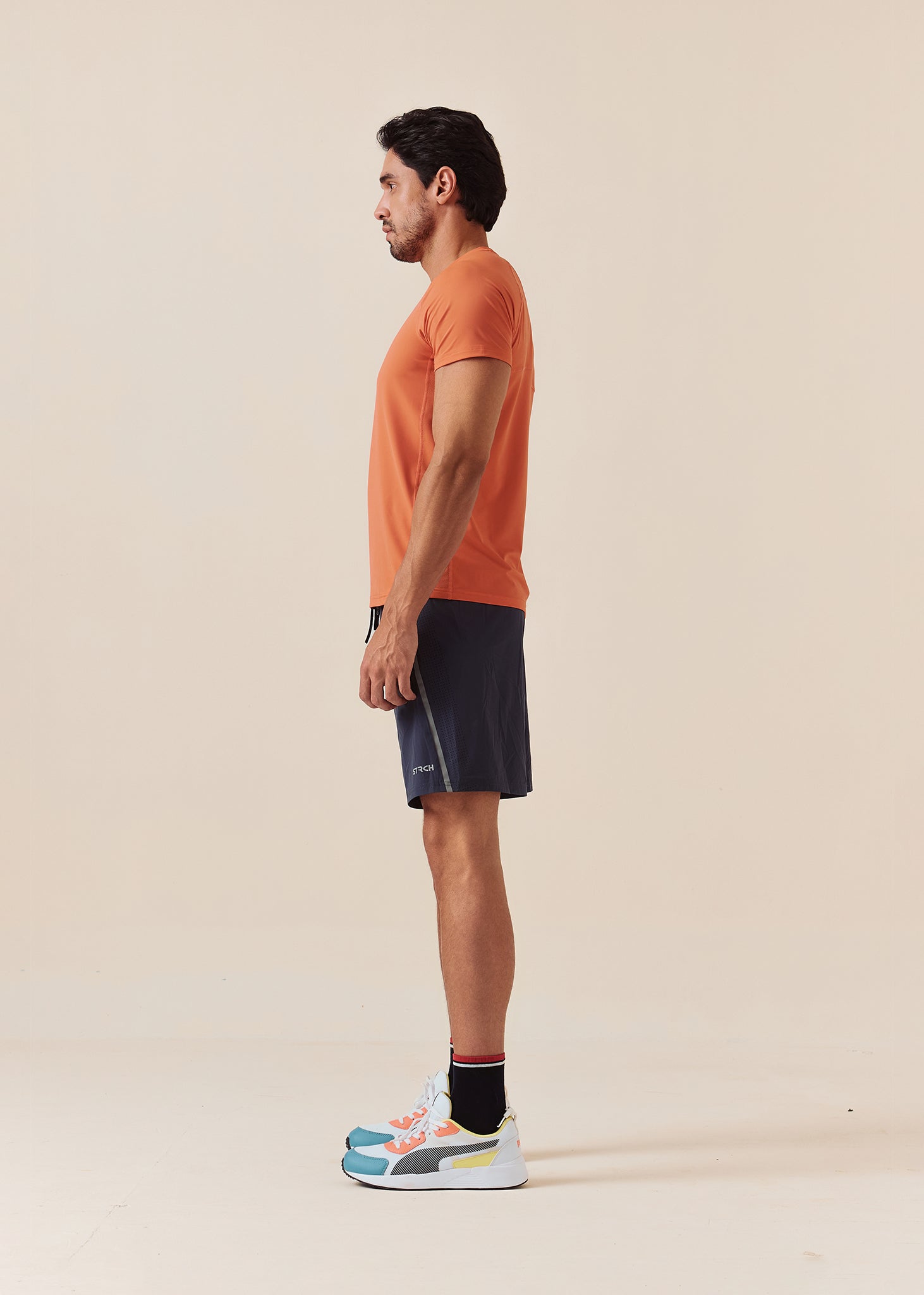 Laser Perforated Training Shorts - Charcoal Blue