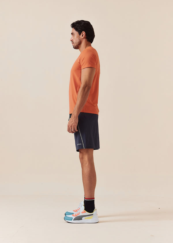 Men Dual Zip Pocket Shorts - Charcoal Blue - 4
