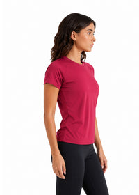 Women Mesh-Panel Ventilated Tee - Regular Fit - Maroon